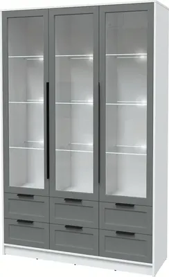 Шкаф с витриной Интерлиния Концепт Тренд КТ-ШВ3 с подсветкой (белый платинум/серый)