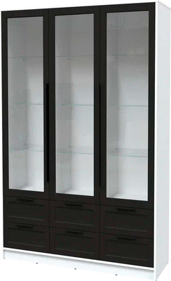 Шкаф с витриной Интерлиния Концепт Тренд КТ-ШВ3 (белый платинум/черный)