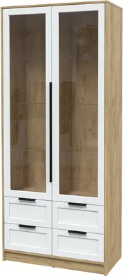 Шкаф с витриной Интерлиния Концепт Тренд КТ-ШВ2 (дуб золотой/белый)