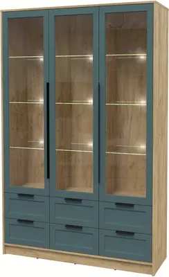 Шкаф с витриной Интерлиния Концепт Тренд КТ-ШВ3 с подсветкой (дуб золотой/верде)