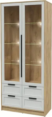 Шкаф с витриной Интерлиния Концепт Тренд КТ-ШВ2 с подсветкой (дуб золотой/грей)