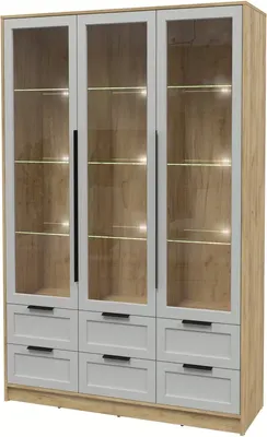 Шкаф с витриной Интерлиния Концепт Тренд КТ-ШВ3 с подсветкой (дуб золотой/грей)