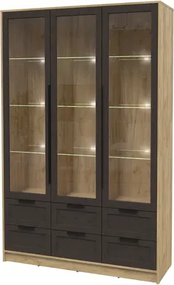 Шкаф с витриной Интерлиния Концепт Тренд КТ-ШВ3 с подсветкой (дуб золотой/дуб английский)