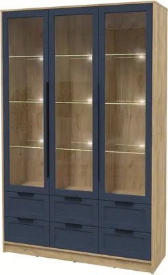 Шкаф с витриной Интерлиния Концепт Тренд КТ-ШВ3 с подсветкой (дуб золотой/дуб королевский)