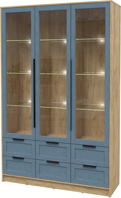 Шкаф с витриной Интерлиния Концепт Тренд КТ-ШВ3 с подсветкой (дуб золотой/дуб лазурный)