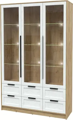Шкаф с витриной Интерлиния Концепт Тренд КТ-ШВ3 с подсветкой (дуб золотой/дуб полярный)