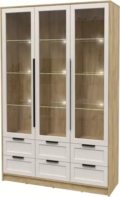 Шкаф с витриной Интерлиния Концепт Тренд КТ-ШВ3 с подсветкой (дуб золотой/кашемир)