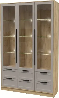 Шкаф с витриной Интерлиния Концепт Тренд КТ-ШВ3 с подсветкой (дуб золотой/луна)