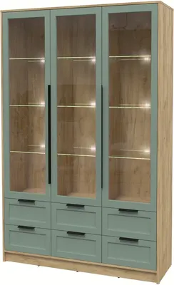 Шкаф с витриной Интерлиния Концепт Тренд КТ-ШВ3 с подсветкой (дуб золотой/мята)