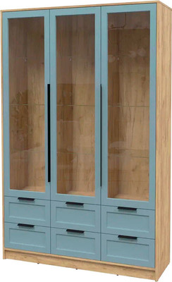 Шкаф с витриной Интерлиния Концепт Тренд КТ-ШВ3 (дуб золотой/океан)