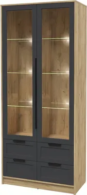 Шкаф с витриной Интерлиния Концепт Тренд КТ-ШВ2 с подсветкой (дуб золотой/пепел)