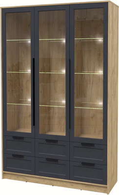 Шкаф с витриной Интерлиния Концепт Тренд КТ-ШВ3 с подсветкой (дуб золотой/пепел)