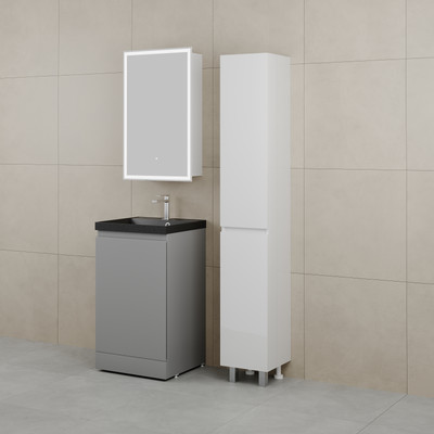 Тумба с умывальником Symbolite Батлер Люкс Plus 1 ящик + Asti 50x45 (серый/антрацит)