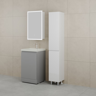 Тумба с умывальником Symbolite Батлер Люкс Plus 1 ящик + Asti 50x45 (серый/жасмин)