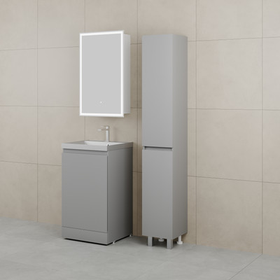 Тумба с умывальником Symbolite Батлер Люкс Plus 1 ящик + Asti 50x45 (серый/серый шелк)