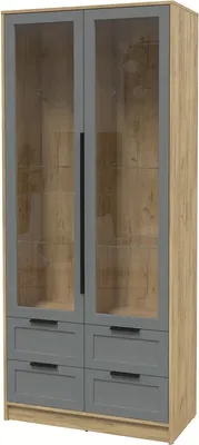 Шкаф с витриной Интерлиния Концепт Тренд КТ-ШВ2 (дуб золотой/серый)