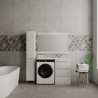 Тумба с умывальником Symbolite Даллас 110 Люкс Plus 3 ящика + Даллас 110x48 (правый, белый)