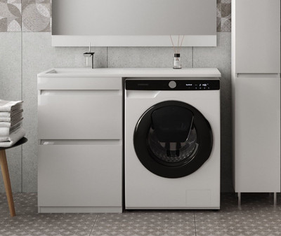 Тумба с умывальником Symbolite Даллас 110 Люкс Plus + Estetus Даллас 110x48 (левый, белый)