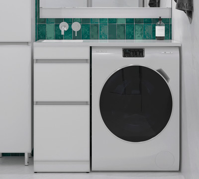 Тумба с умывальником Symbolite Даллас 110 Люкс Plus + Estetus Даллас 110x48 (левый, эмаль белый)