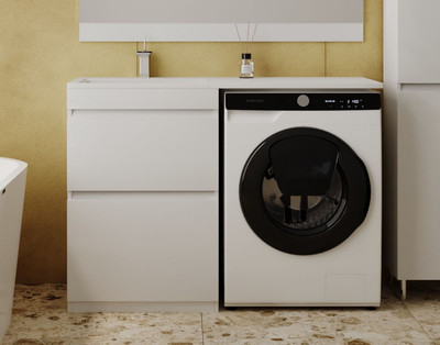 Тумба с умывальником Symbolite Даллас 120 Люкс Plus + Даллас 120x48 (левый, эмаль белый)