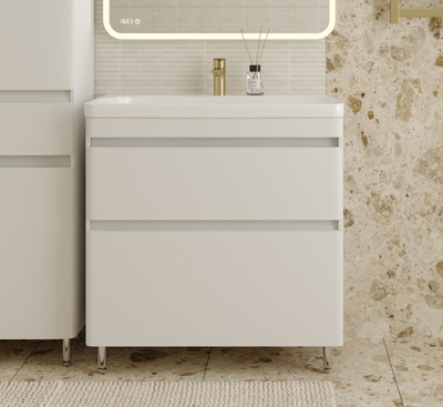 Тумба с умывальником Symbolite Атлантика 80 Люкс Plus + Атлантика 80 (белый)