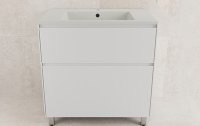 Тумба с умывальником Symbolite Лима 80 Line Plus 2 ящика + Line 80x48 (белый матовый/жасмин)