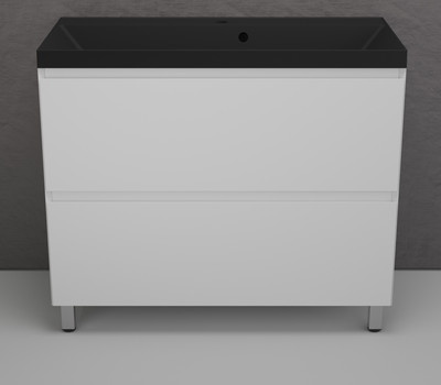 Тумба с умывальником Symbolite Манхэттен 100 Plus 2 ящика + Line 100x48 (белый матовый/антрацит)