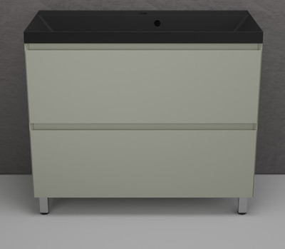 Тумба с умывальником Symbolite Манхэттен 100 Plus 2 ящика + Line 100x48 (олива/антрацит)