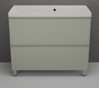 Тумба с умывальником Symbolite Манхэттен 100 Plus 2 ящика + Line 100x48 (олива/жасмин)