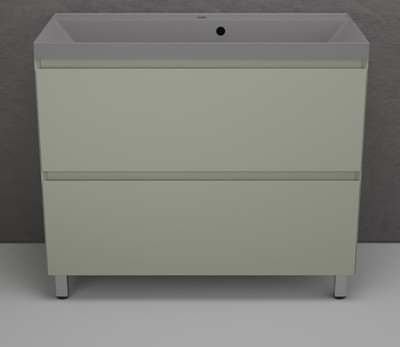 Тумба с умывальником Symbolite Манхэттен 100 Plus 2 ящика + Line 100x48 (олива/серый шелк)