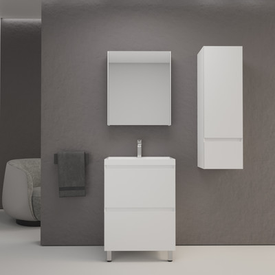 Тумба с умывальником Symbolite Манхэттен 60 Plus 2 ящика + Asti 60x45 (белый матовый)