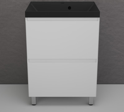 Тумба с умывальником Symbolite Манхэттен 60 Plus 2 ящика + Asti 60x45 (белый матовый/антрацит)