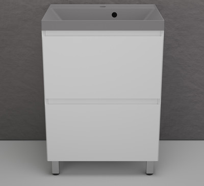 Тумба с умывальником Symbolite Манхэттен 60 Plus 2 ящика + Asti 60x45 (белый матовый/серый шелк)