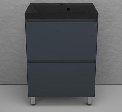 Тумба с умывальником Symbolite Манхэттен 60 Plus 2 ящика + Asti 60x45 (графит/антрацит)