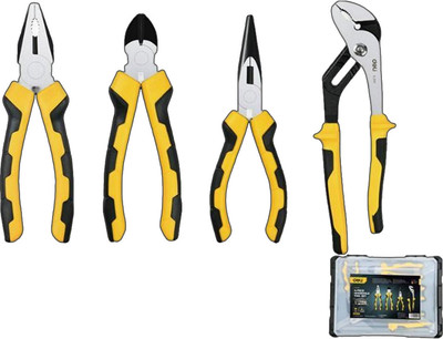 Набор губцевого инструмента Deli EDL1204 (4пр, желтый/черный, кейс)