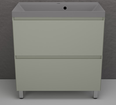 Тумба с умывальником Symbolite Манхэттен 80 Plus 2 ящика + Asti 80x45 (олива/серый шелк)