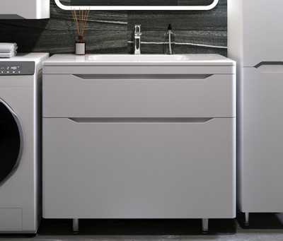 Тумба с умывальником Symbolite Марелла 90 Люкс Plus 2 ящика + Марелла Люкс 90х40 (белый матовый)