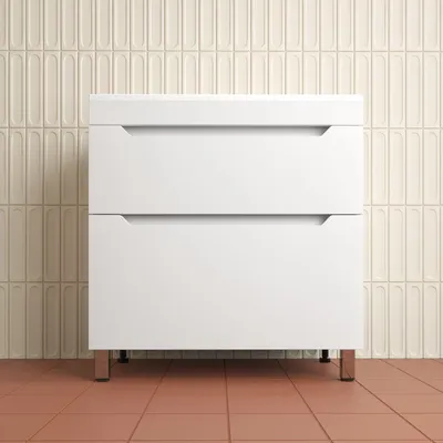 Тумба с умывальником Symbolite Остин 80 Plus 2 ящика + Фортуна 80x45 (белый/жасмин)