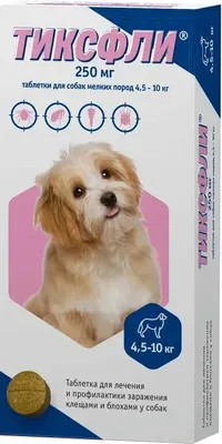 Таблетки от паразитов Ветфармстандарт Тиксфли Для собак 4.5-10кг (250мг)