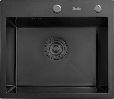 Мойка кухонная Astir PVD Black 50x44B (с сифоном, дозатором и коландером)