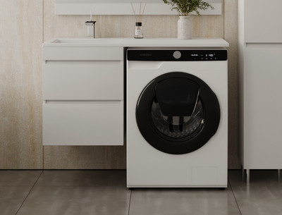 Тумба с умывальником Symbolite Даллас 110 Люкс Plus + Estetus Даллас 110x48 (подвесная, левый, белый)