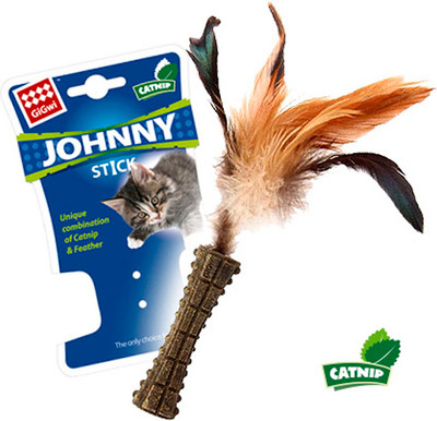 Игрушка для кошек Gigwi Johnny Stick Спрессованная кошачья мята с перьями / 75334