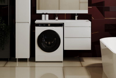 Тумба с умывальником Symbolite Даллас 120 Люкс Plus + Estetus Даллас 120x48 (подвесная, правый, белый)