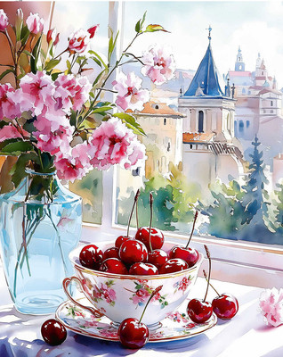 Набор алмазной вышивки Феникс+ Натюрморт с вишнями / 70858
