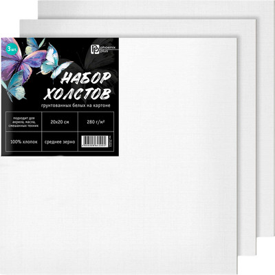 Набор холстов для рисования Феникс+ Бабочки / 71221 (3шт, белый)