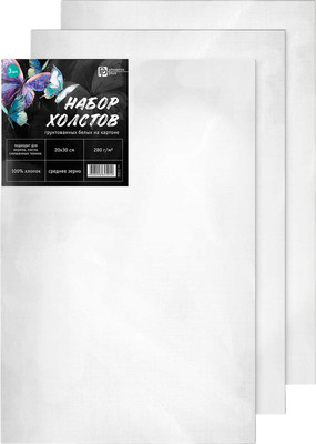 Набор холстов для рисования Феникс+ Бабочки / 71222 (3шт, белый)