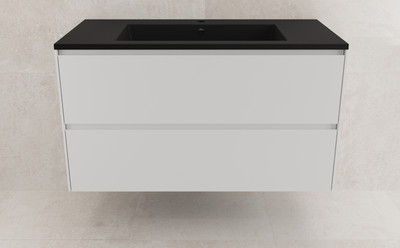 Тумба с умывальником Symbolite Лима 100 Line Plus 2 ящика + Line 100x48 (подвесная, белый матовый/антрацит)