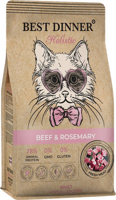 Сухой корм для кошек Best Dinner Holistic Hypoallergenic Adult Sterilised Cat Beef&Rosemary (400г)