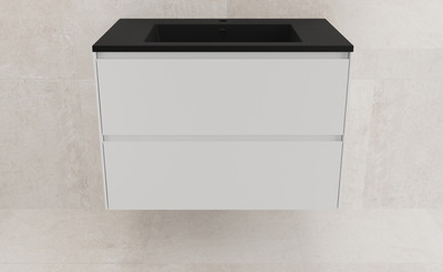 Тумба с умывальником Symbolite Лима 80 Line Plus 2 ящика + Line 80x48 (подвесная, белый матовый/антрацит)