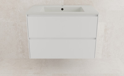 Тумба с умывальником Symbolite Лима 80 Line Plus 2 ящика + Line 80x48 (подвесная, белый матовый/жасмин)